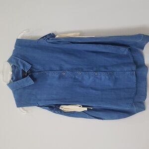 Rails Top Womens sz L Cold Shoulder Romy Linen Blend Chambray Button Up Shirt